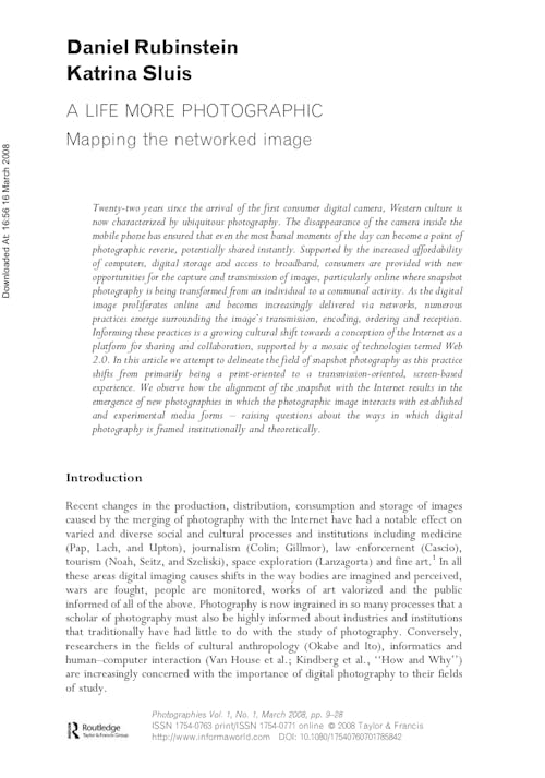 The Networked Image. Daniel Rubinstein & Katrina Sluis, 2008