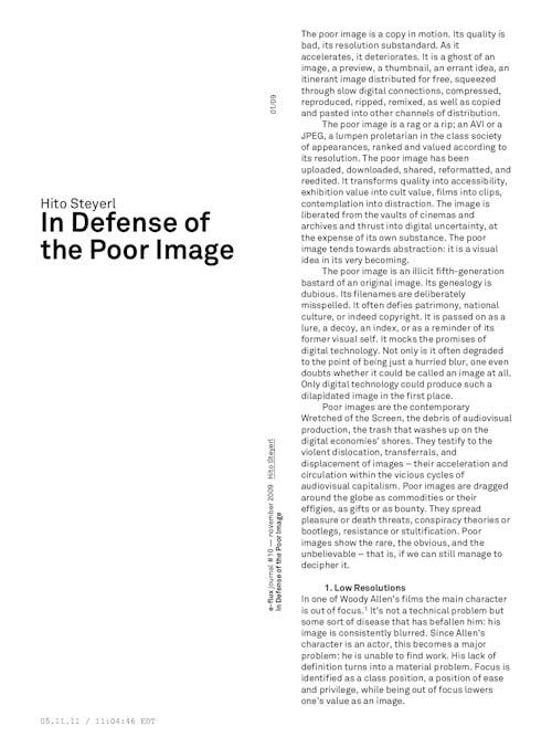 The Poor Image. Hito Steyerl, 2009