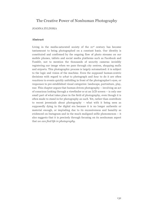 Nonhuman Photography. Joanna Zylinska, 2015