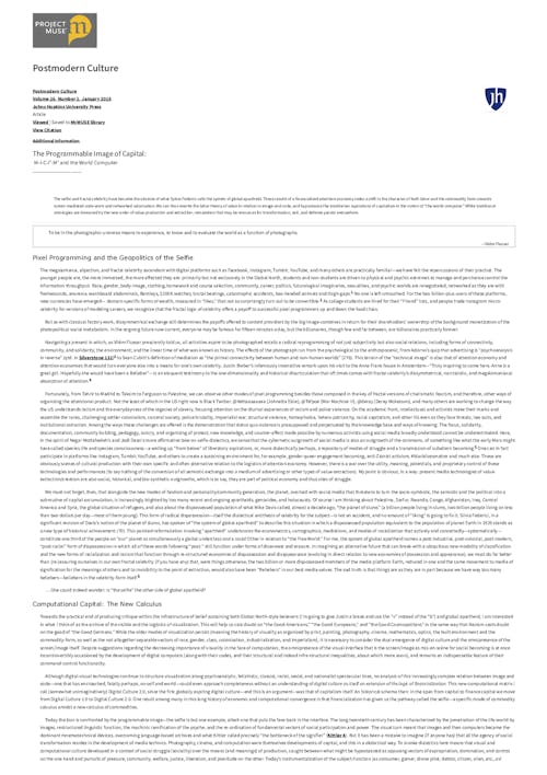 The Programmable Image. Jonathan Beller, 2016