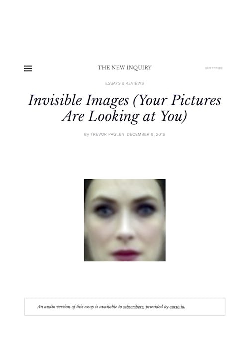 Invisible Images. Trevor Paglen, 2016