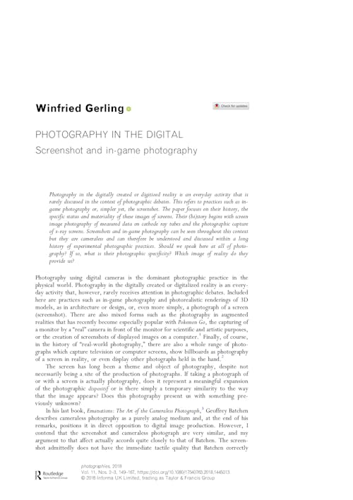 The Screen Image. Winfried Gerling, 2018