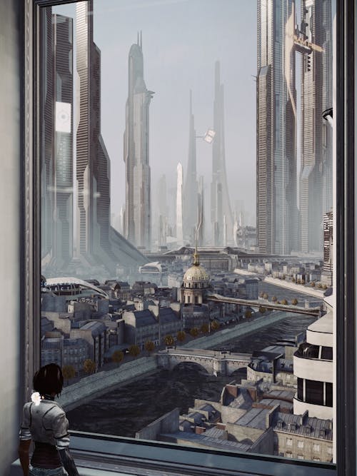 City with a view, screenshot from Remember Me, 2015, by Mary