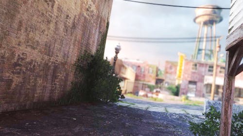 Water tower, screenshot from The Last of Us Remastered, 2015, by Simon Demaine